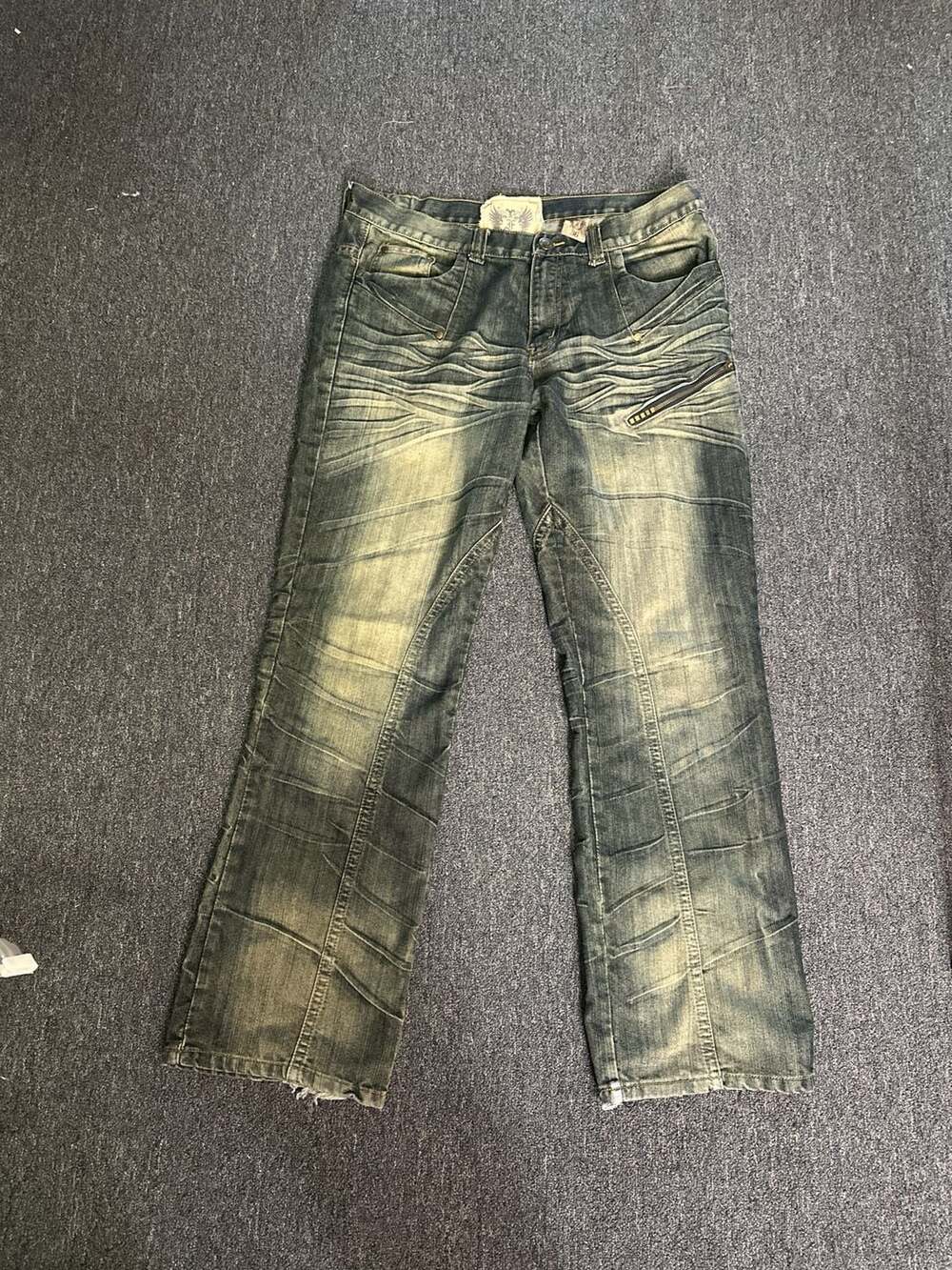 Famous Stars and Straps Moto Biker Distressed Denim Jeans Size 36